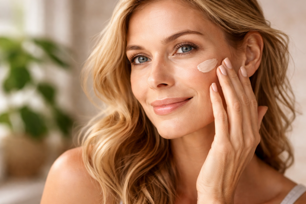 une femme profitant des bienfaits de la bb crème anti-âge