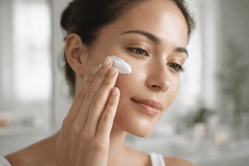 une personne avec un beau visage grâce à la crème anti-taches pour le visage