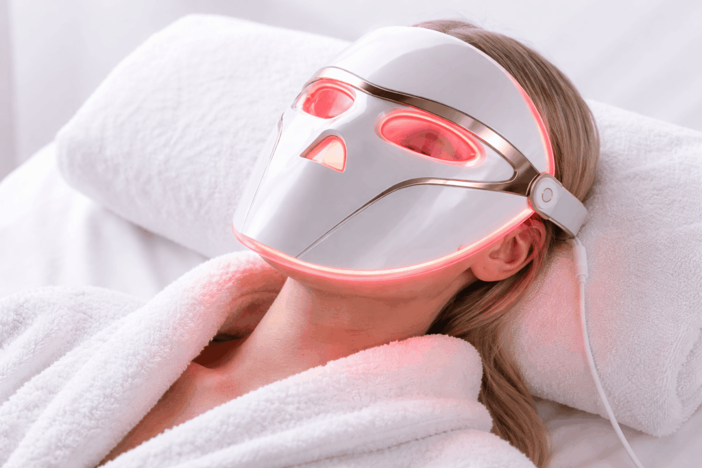 une personne portant son masque led