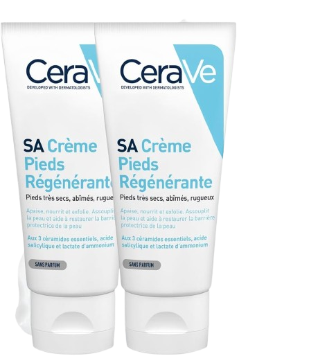 CeraVe SA crème pieds régénérante acide salicylique céramides 2x88ml