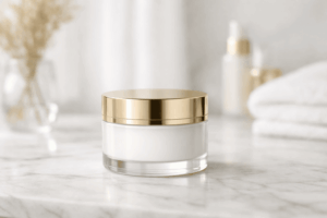 Crème anti-âge sur marbre élégant dr Pierre ricaud​