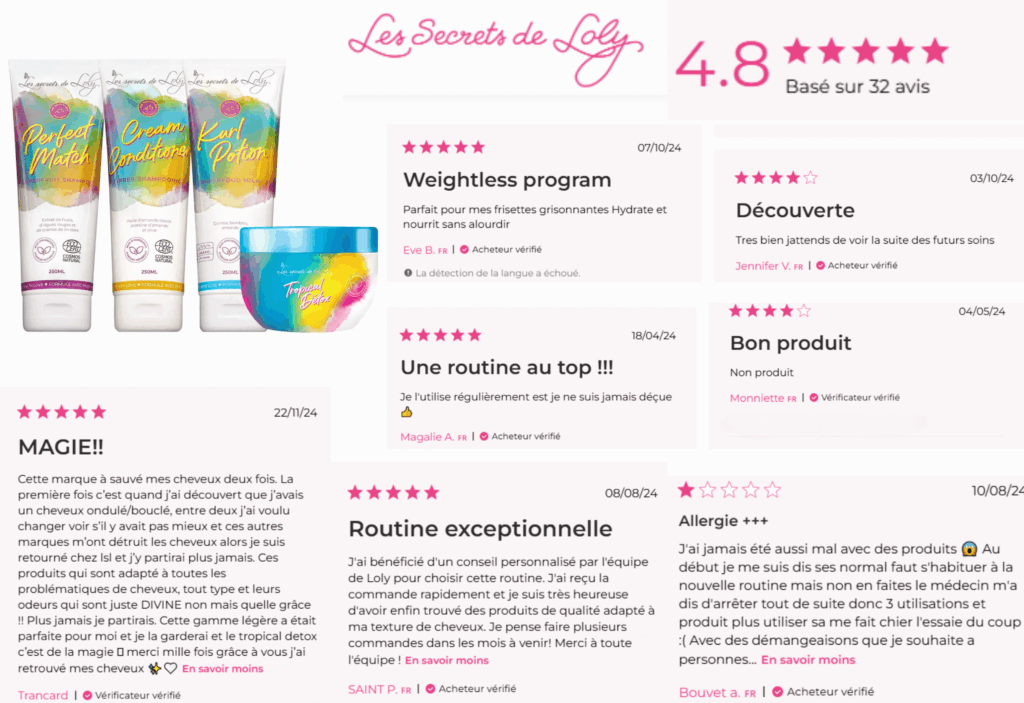 avis des clients sur les secrets de loly cheveux fins