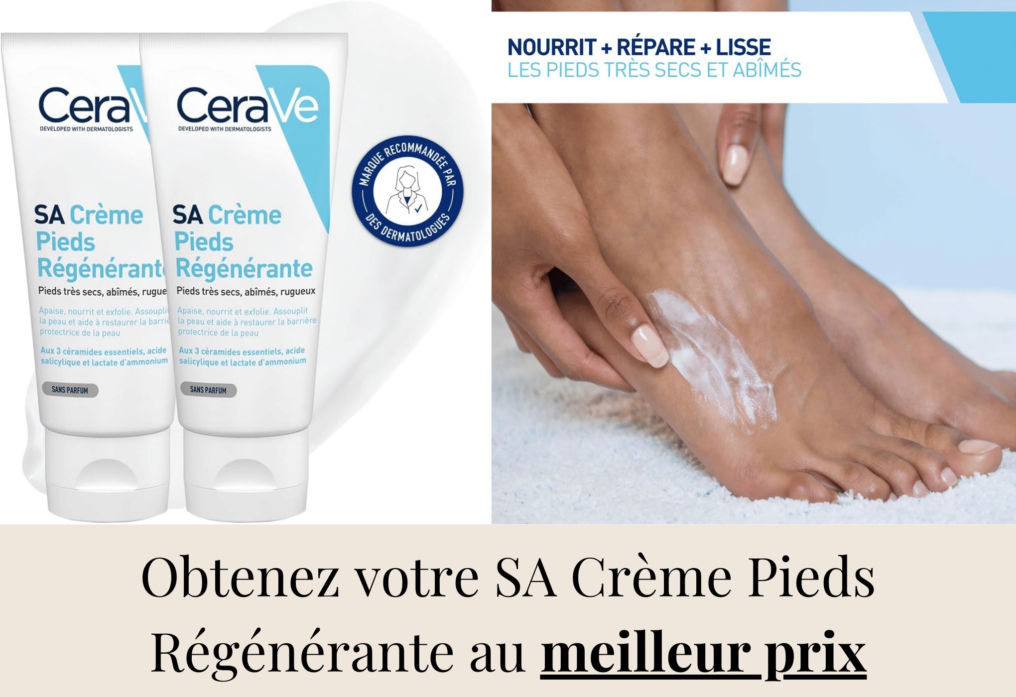 CeraVe SA crème pieds régénérante - coup de cœur