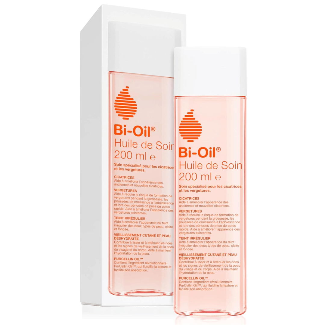 Bio-Oil huile de soin vergetures cicatrices texture sèche purcellin oil