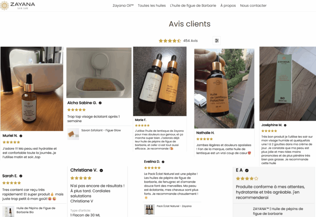 avis des clients sur zayana oil