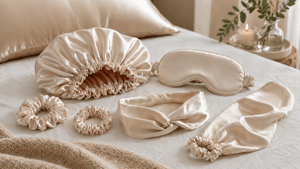 bonnet de nuit,masque de sommeil,taie d'oreiller en soie emily's pillow