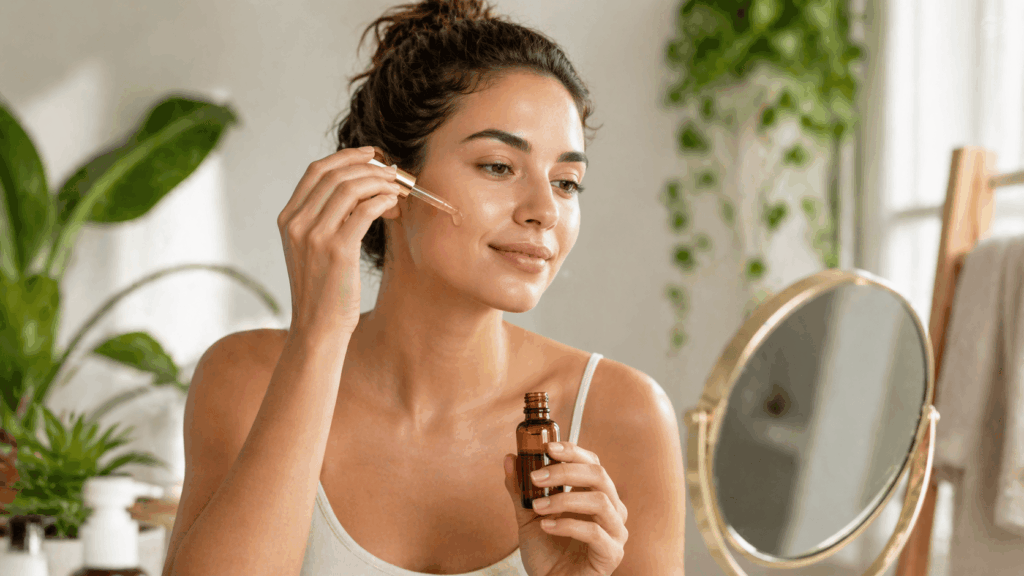 une personne utulisant son huile de figue de barbarie zayana