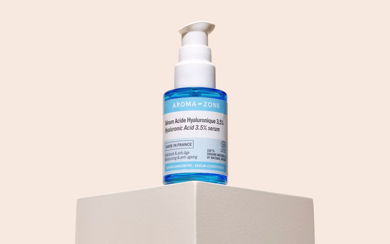Sérum concentré acide hyaluronique 3,5 % Aroma-Zone flacon en verre rechargeable