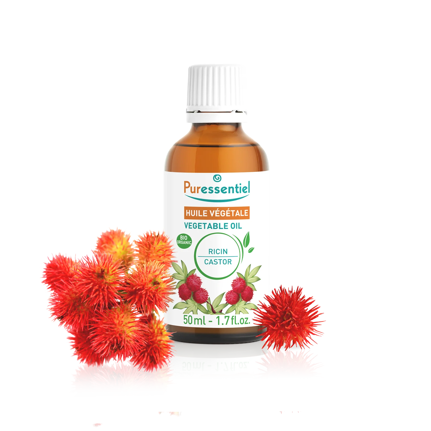 Puressentiel huile végétale ricin BIO AB pharmacie cheveux cils ongles