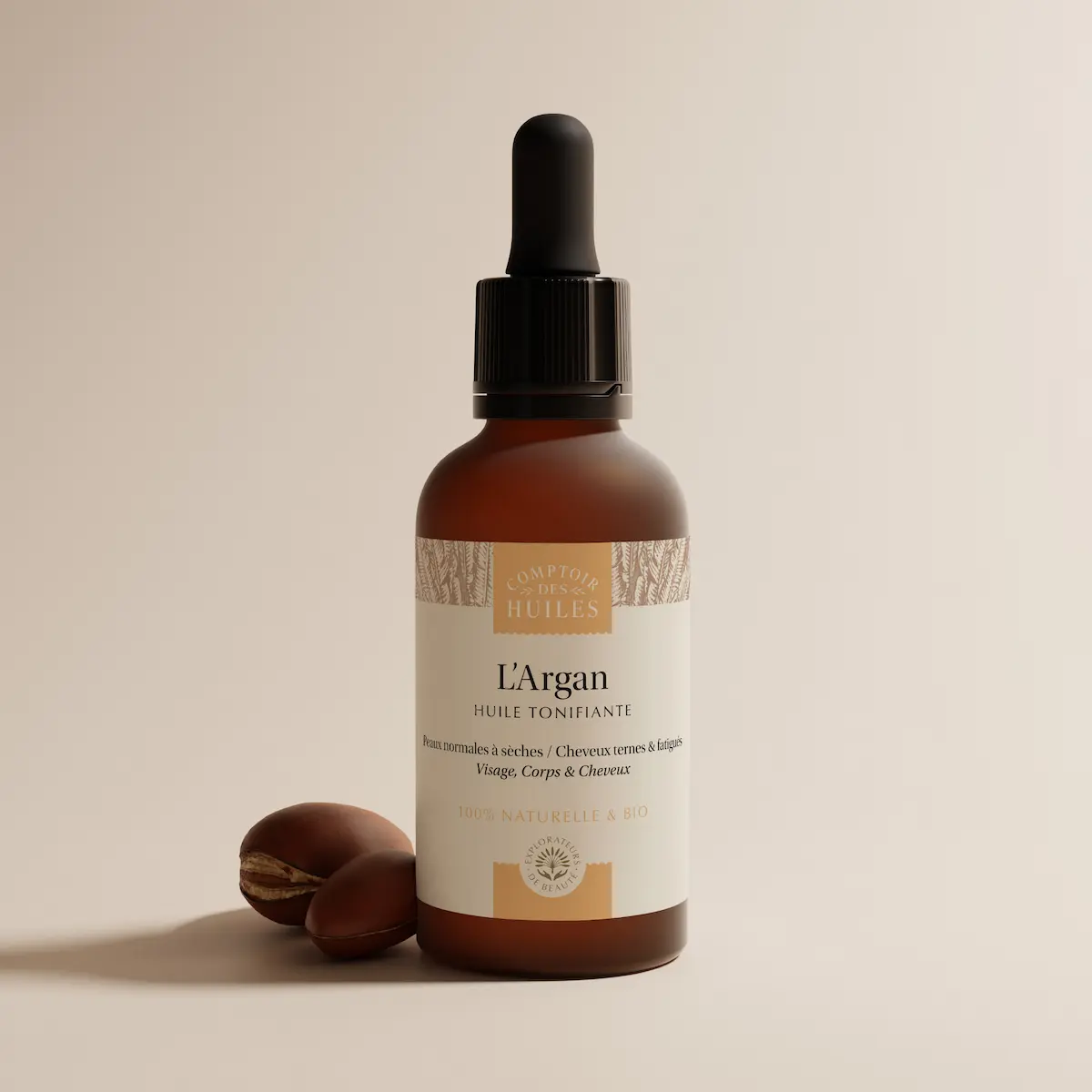 Comptoir des Huiles huile d'argan BIO Maroc Cosmebio Cosmos atelier France 50ml