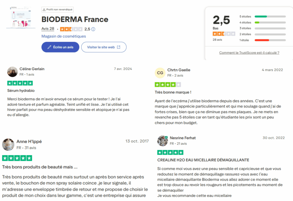 avis des clients sur bioderma