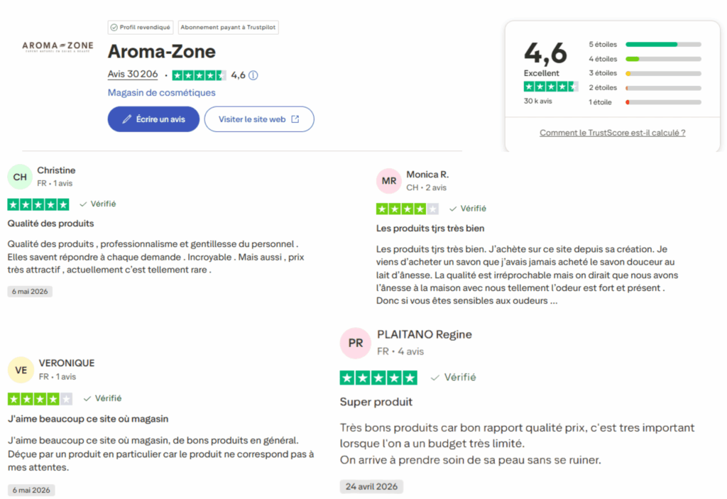 avis des clients sur la marque aroma-zone