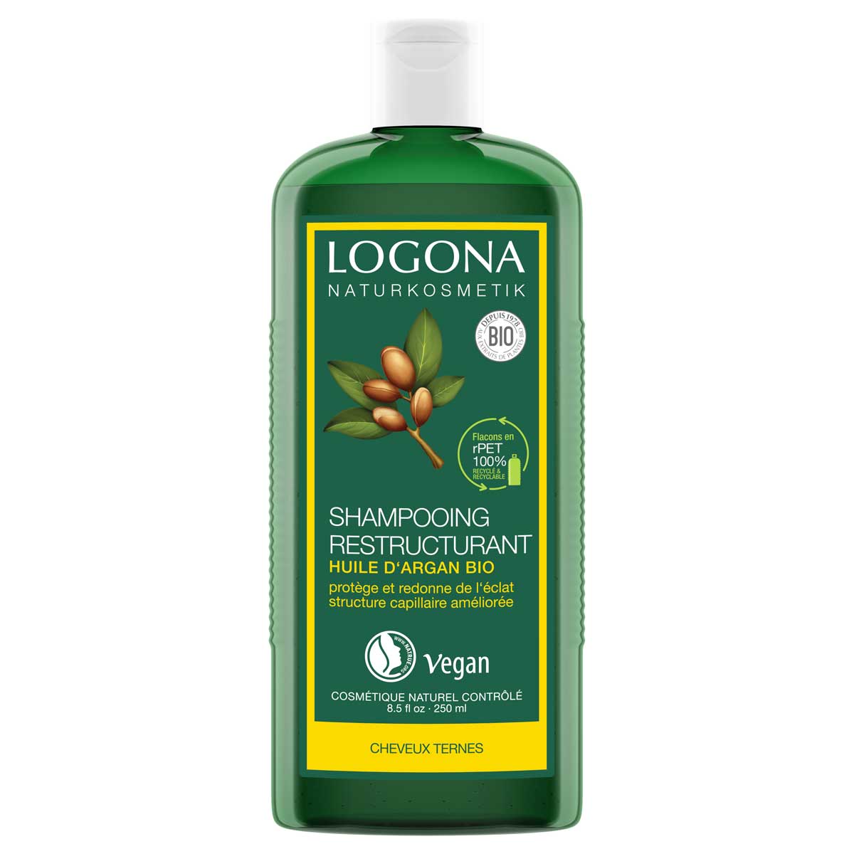 Logona shampoing restructurant huile argan BIO cheveux secs 250ml