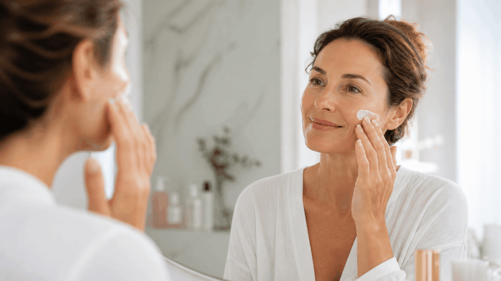 une femme applicant son merveillance lift nuxe