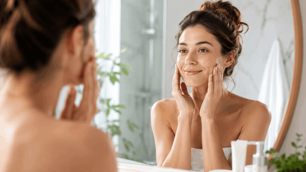 une femme utulisant Bioderma