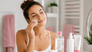 une femme utulisant sa gamme bioderma créaline