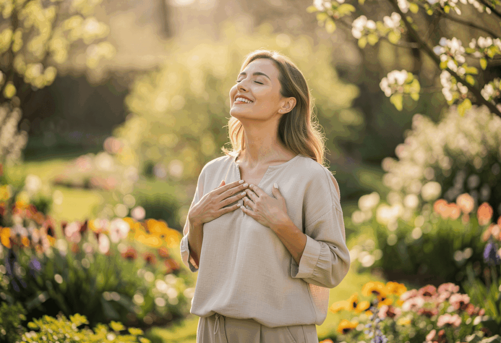 une personne soulagé de ses allergies grace au huile essentielle