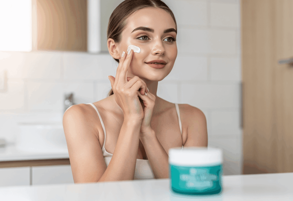 Femme à la peau hydratée et sensible