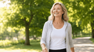Femme profitant des bienfaits du complément pour la ménopause