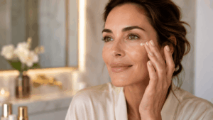 Utilisatrice profitant des bienfaits de la estée lauder contour des yeux