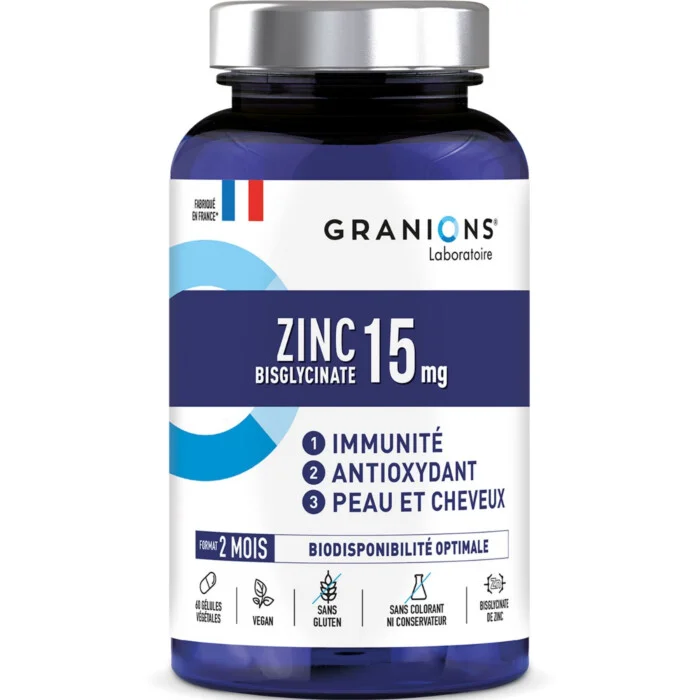 Granions Zinc Bisglycinate 15 mg gélules ongles fragiles pharmacie