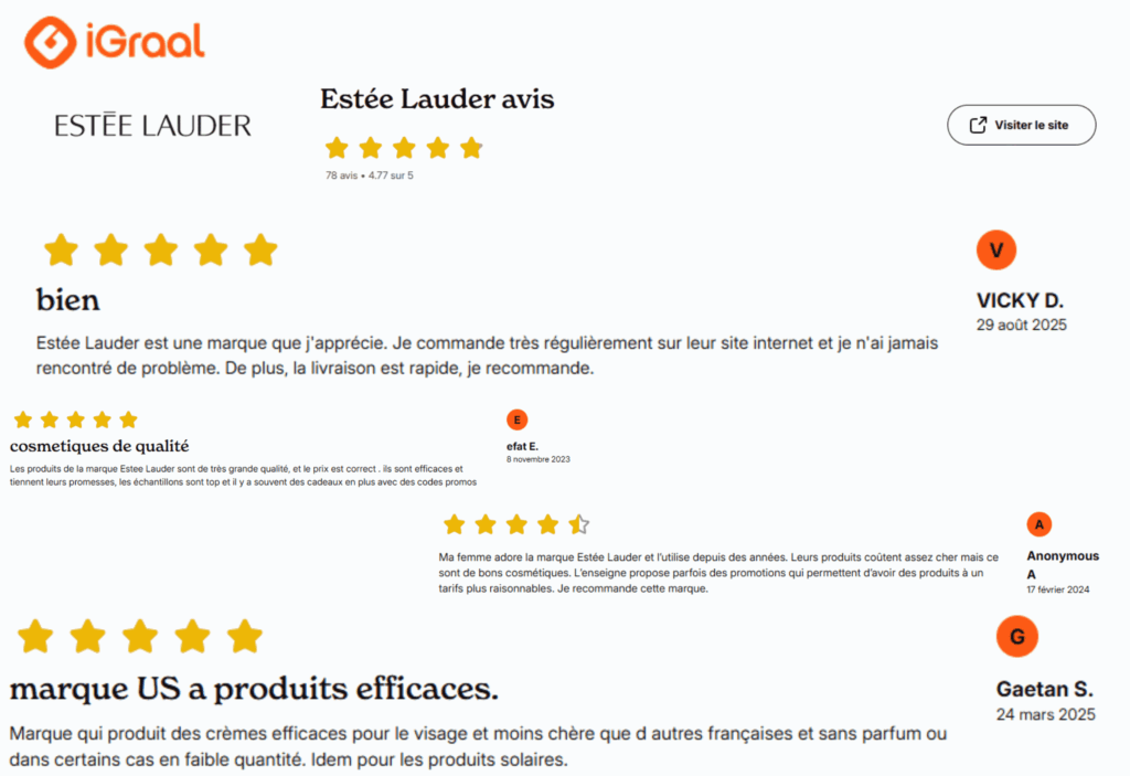 avis des clients sur estée lauder