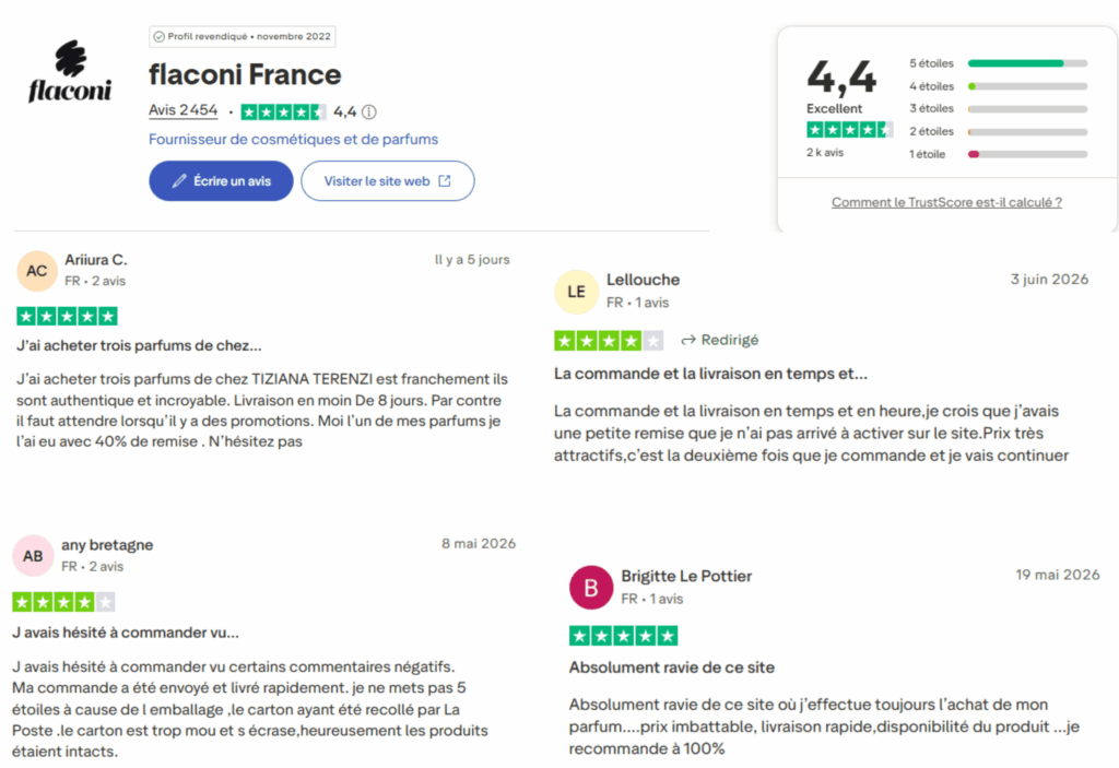avis des clients sur flaconi