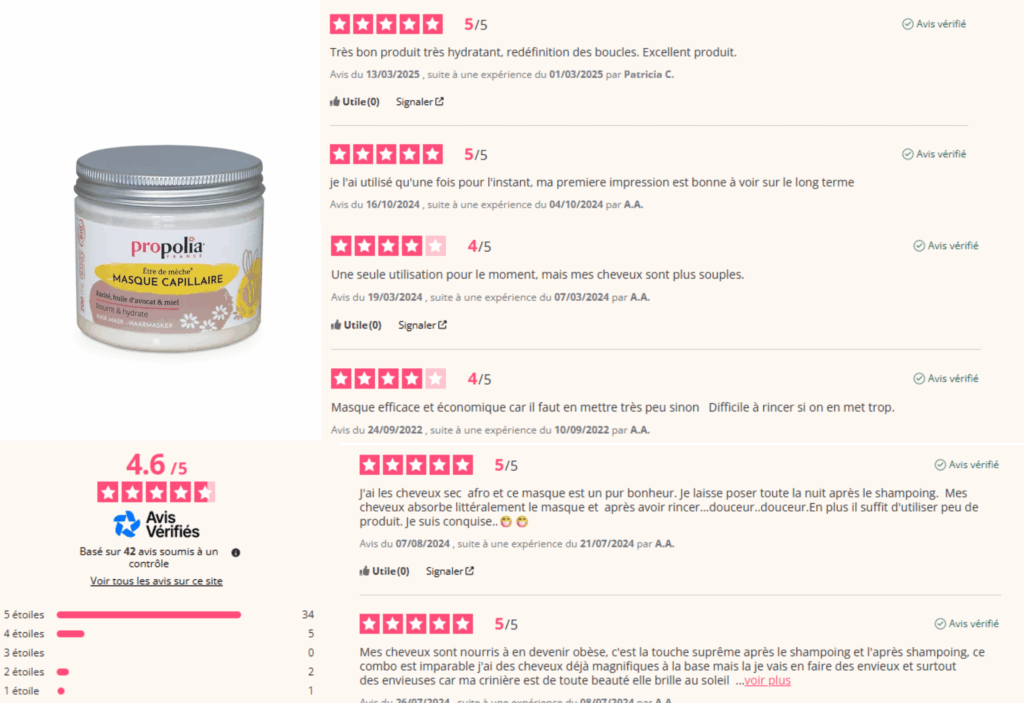 avis des clients sur le masque aptonia