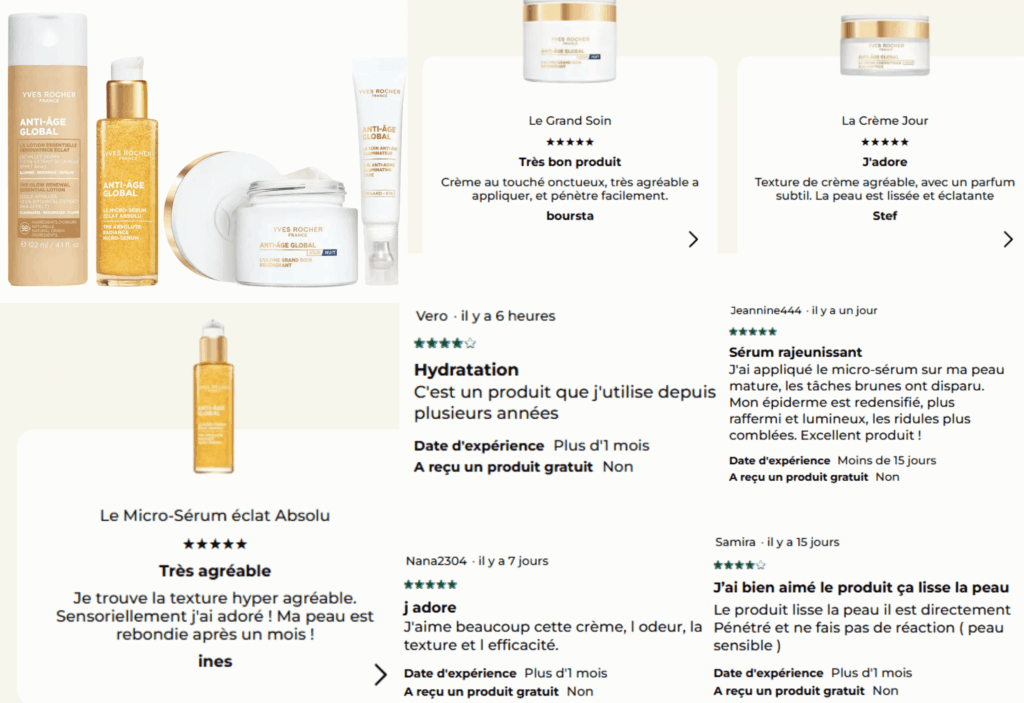 avis des clients sur yves rocher anti-Âge global