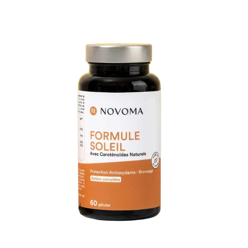 Novoma Formule Soleil bronzage caroténoïdes cuivre bardane gélules