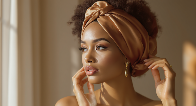 Turban en satin : pourquoi c'est l'accessoire indispensable des cheveux bouclés et frisés