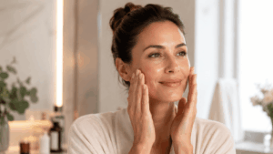 une femme utulisant son advanced night repair estée lauder