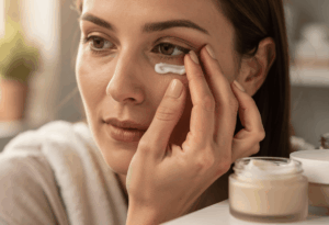 Application d'un soin contour des yeux