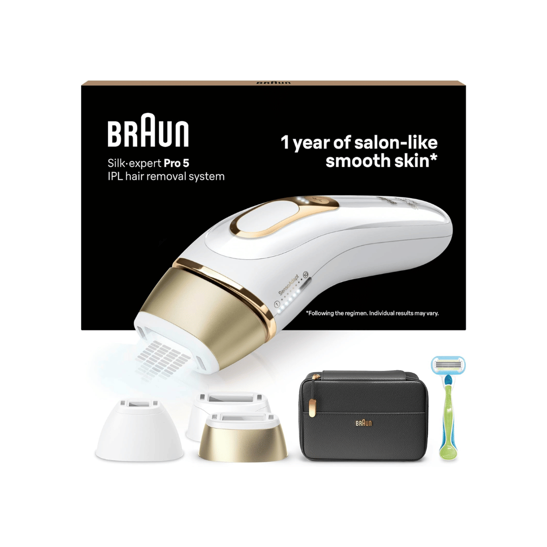 Braun Silk-Expert Pro 5 PL5243 IPL SensoAdapt épilateur lumière pulsée pochette tête précision rasoir Venus