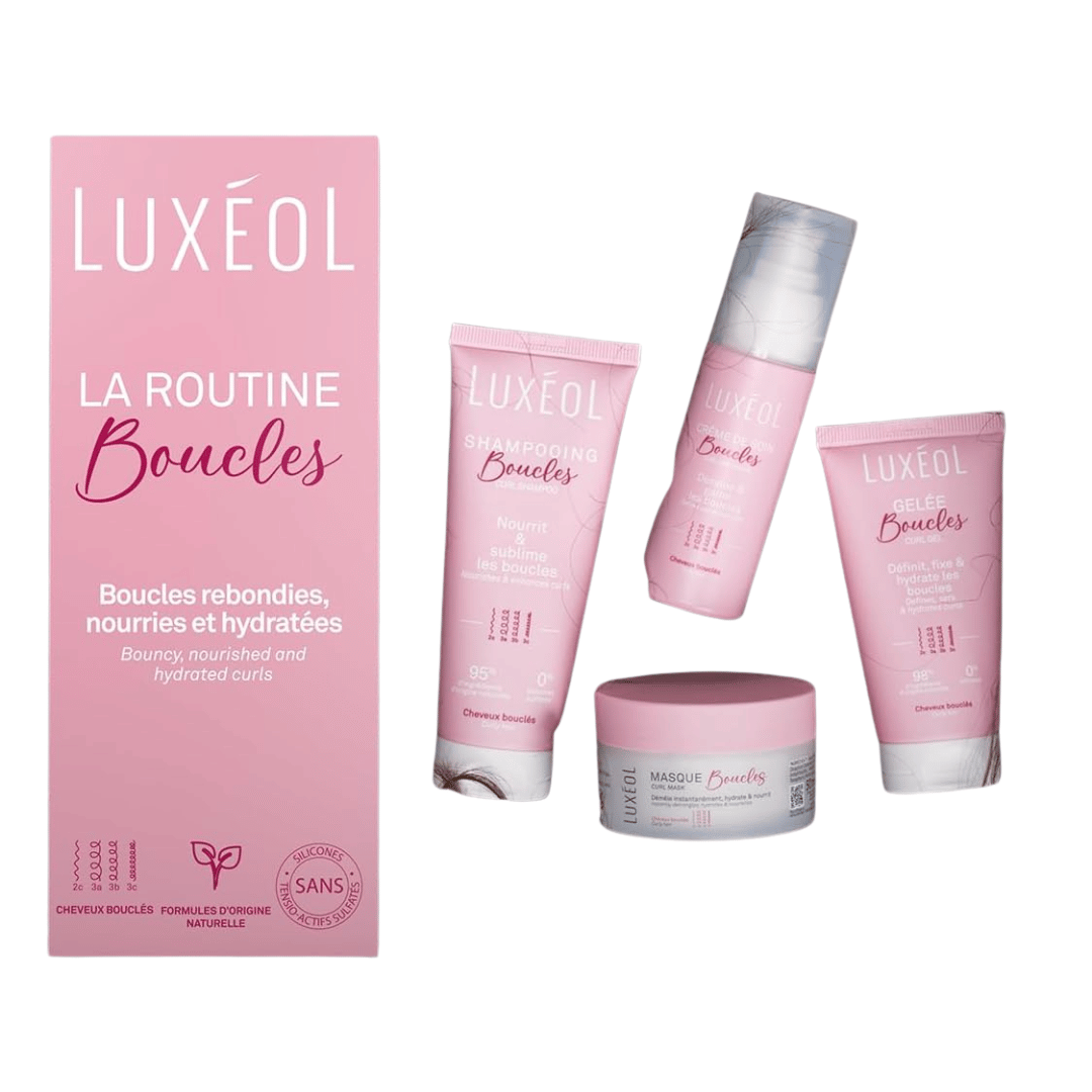 Luxeol coffret routine boucles voyage shampooing masque crème gelée format cabine