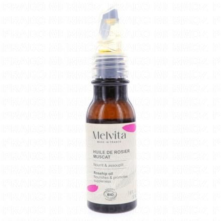 Melvita Huile Rosier Muscat bio 1ère pression froid vergetures peaux sèches