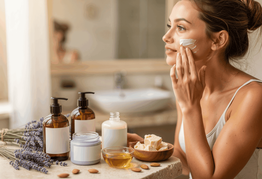 Utilisation d'un soin dans une routine beauté