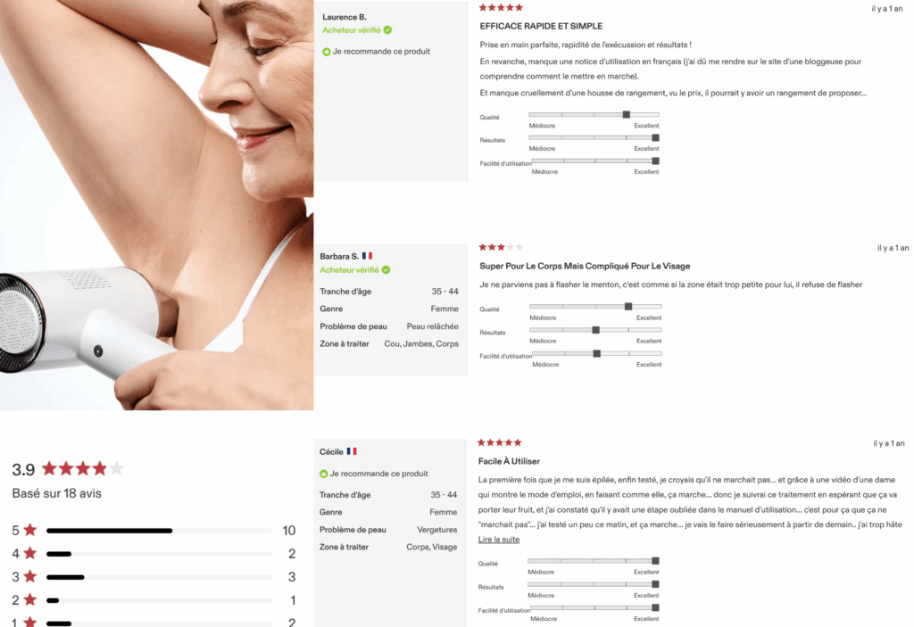 avis des clients sur currentbody laser