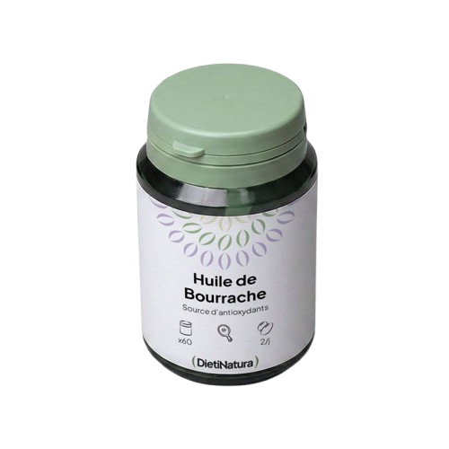 Dieti-Natura huile de bourrache 200 capsules entrée de gamme cure longue peau sèche