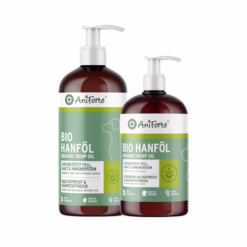 AniForte huile de chanvre bio 1 litre chiens chevaux pressée à froid grand format