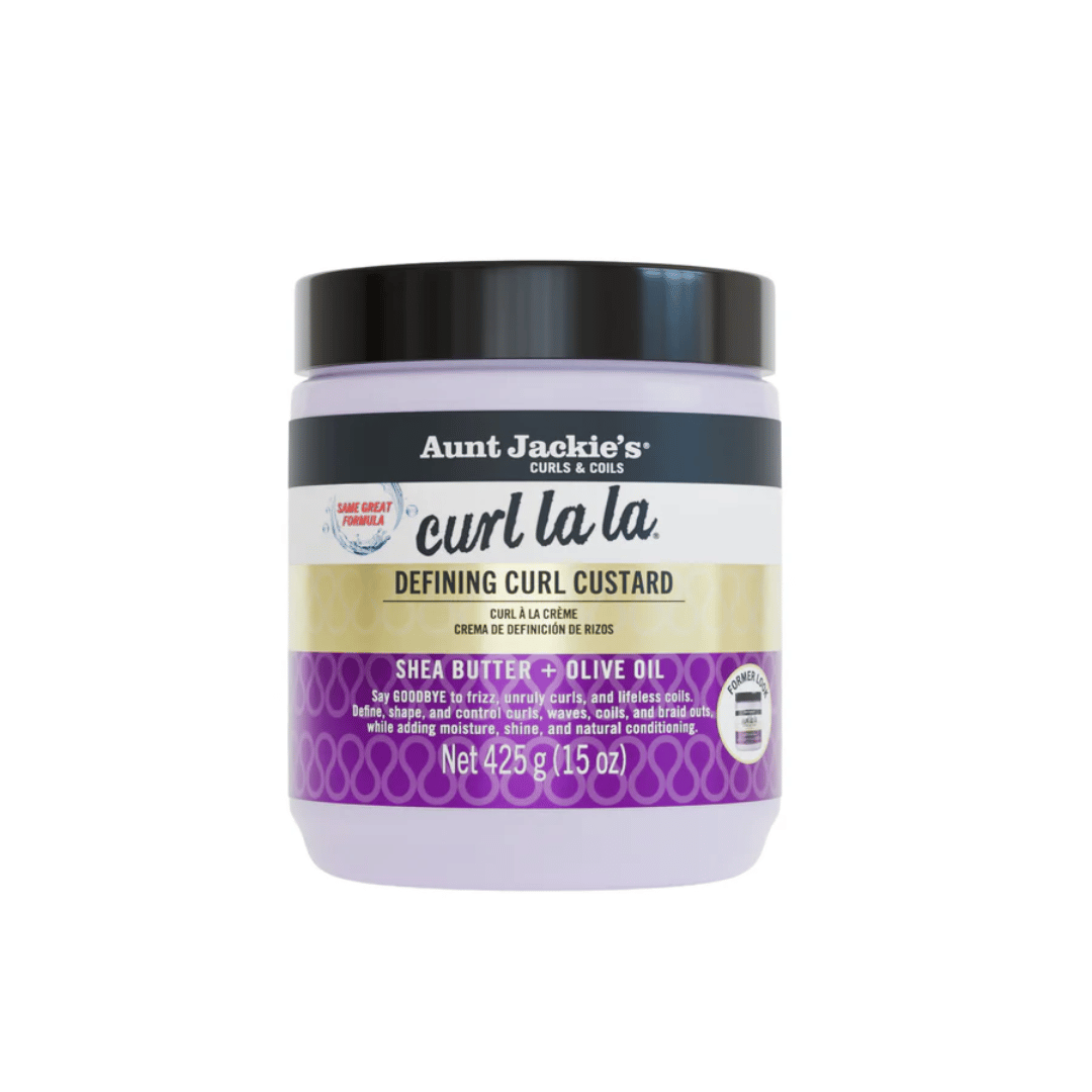 Aunt Jackie's Curl La La defining curl custard cheveux frisés crépus wash-and-go coils brillance