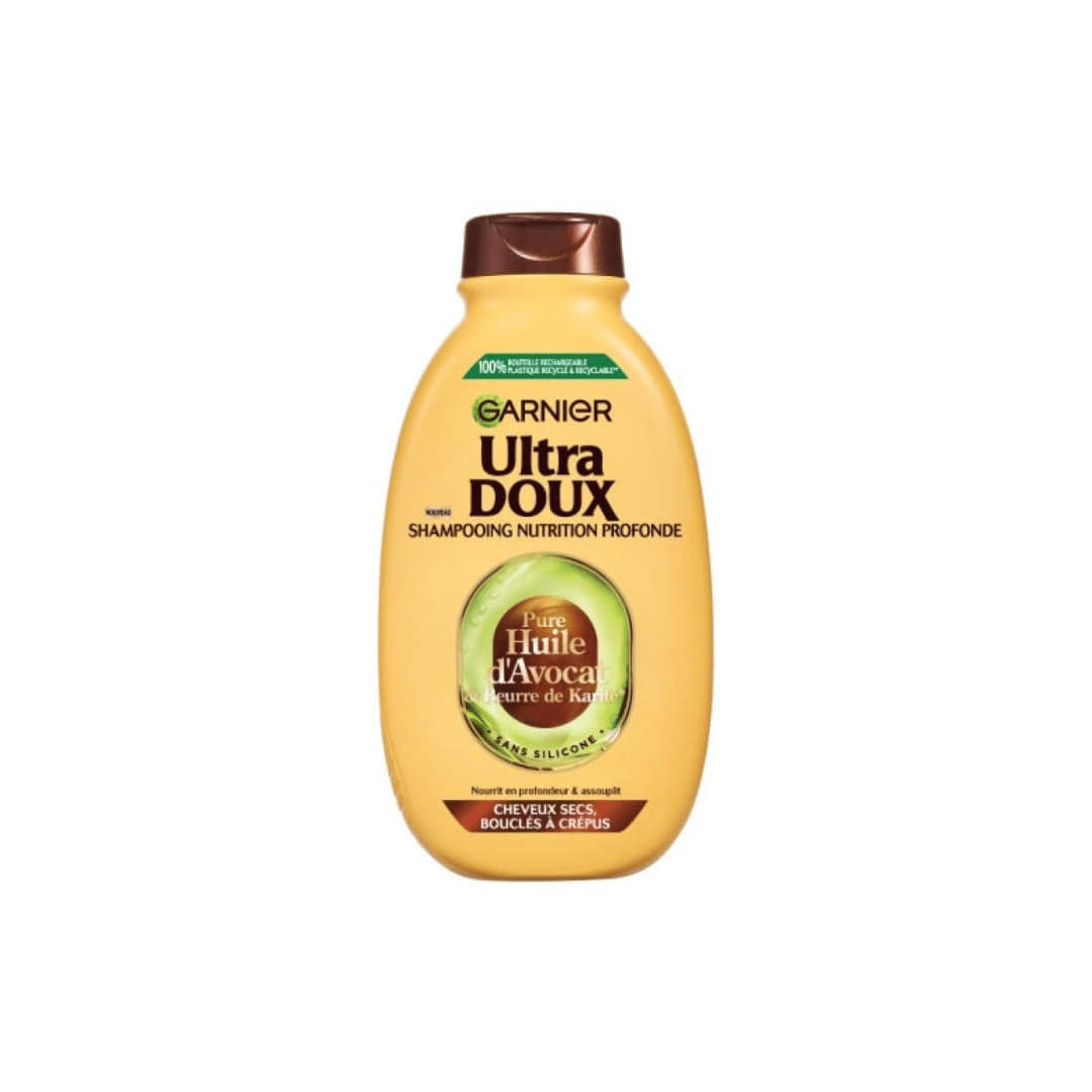Garnier Ultra Doux shampooing huile avocat beurre karité cheveux secs bouclés crépus crémeux