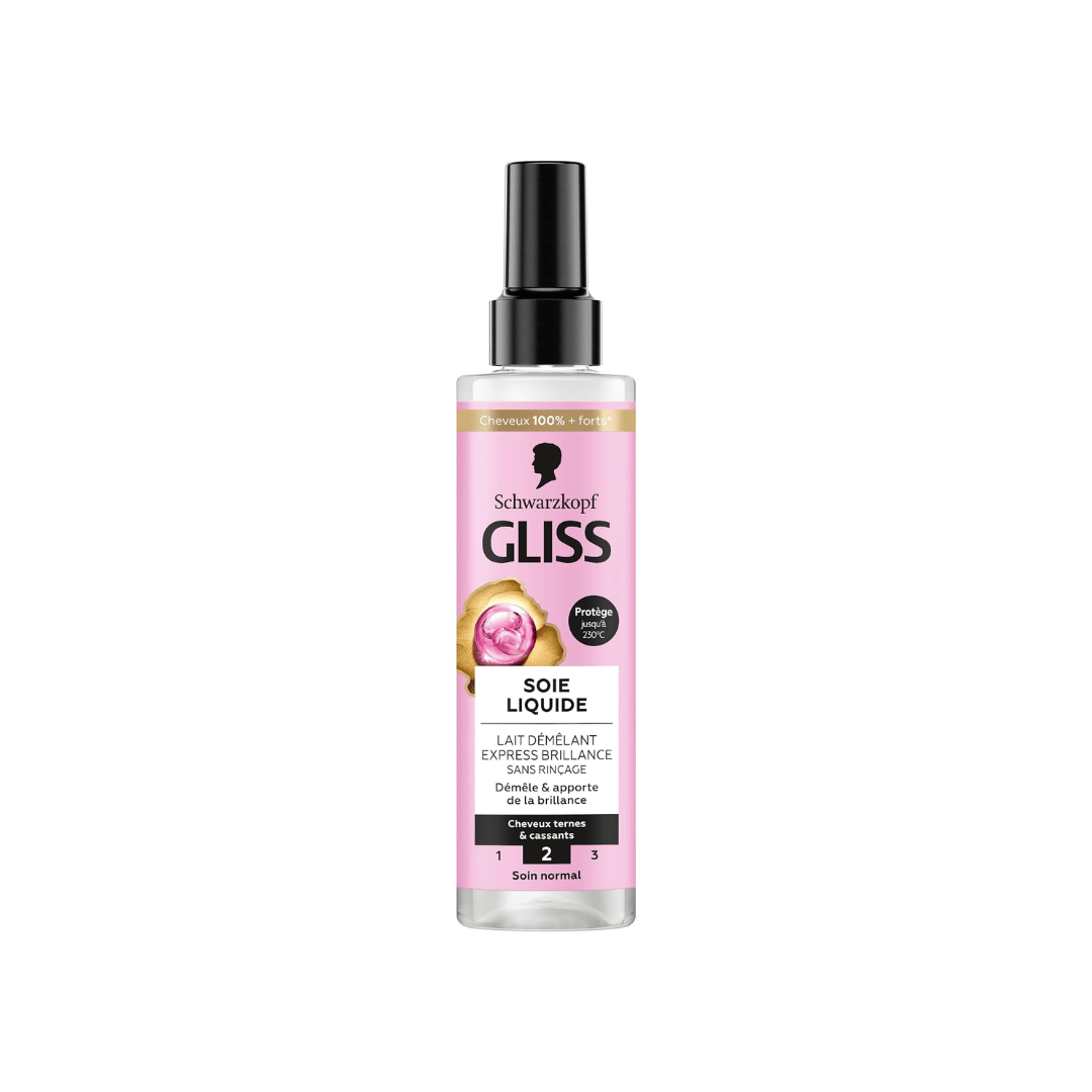 Gliss Schwarzkopf lait démêlant express soie liquide brillance protection cheveux ternes