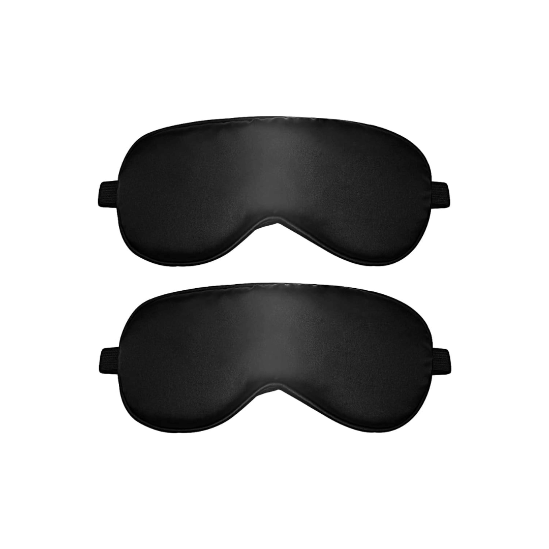 Masque de nuit sommeil soie ultra-douce lot de 2 anti-lumière sangle réglable voyage noir