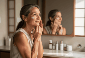 Personne profitant du soin d’une crème anti-âge Shiseido