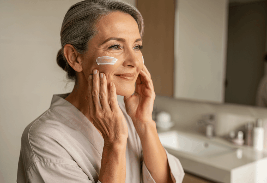 Une femme utilisant la crème bio-performance shiseido