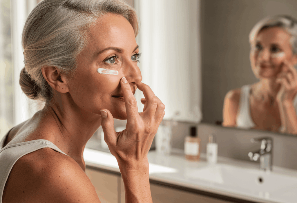 Une personne profitant des bienfaits du contour des yeux