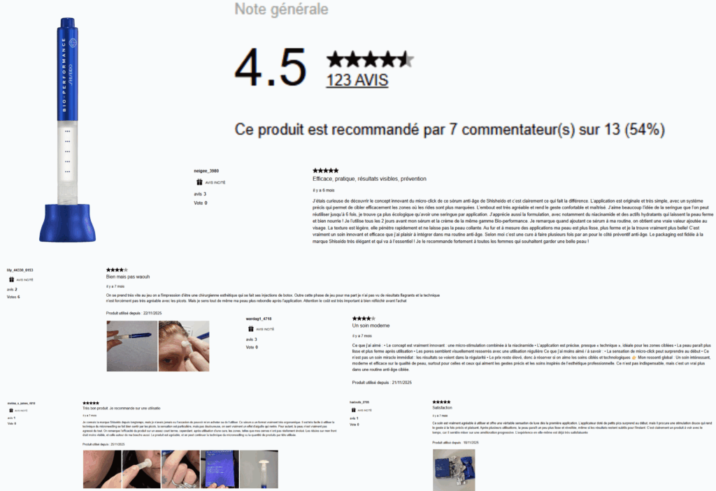 avis des clients sur micro-click shiseido