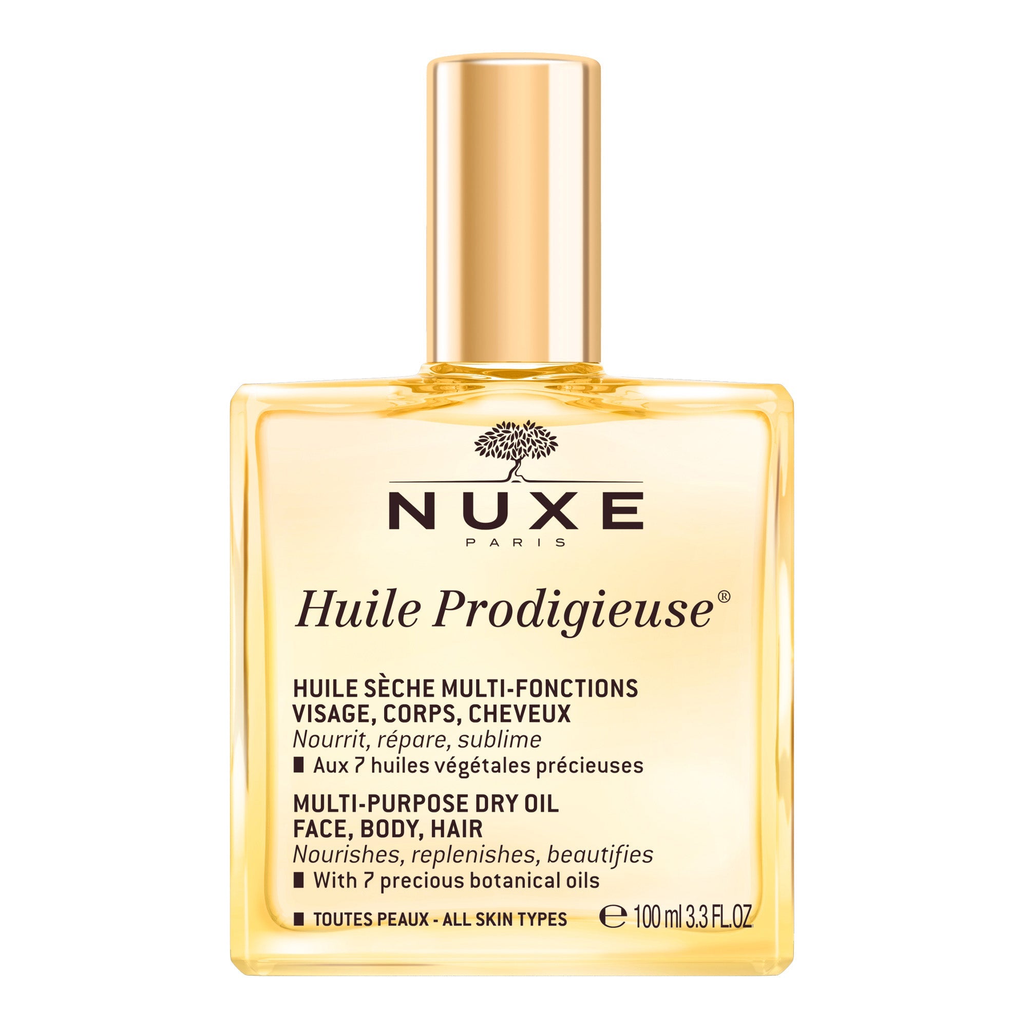 Nuxe Huile Prodigieuse huile sèche multi-usage cheveux corps visage pharmacie iconique