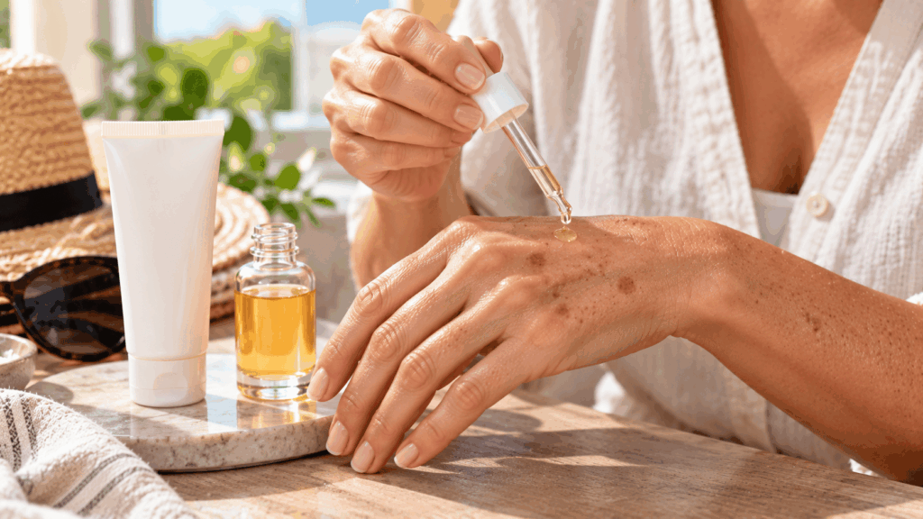 Mains tachées les actifs qui atténuent les taches brunes